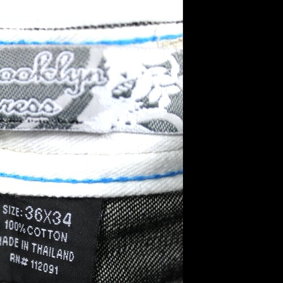 BROOKLYN XPRESS DARK BLUE MEN'S JEANS "B" 90'S GRAPHIC 36x34 BAGGY HIP HOP Y2K - Picture 6 of 9